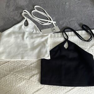 ZARA Stylish Women's Halter Tops - Black and White